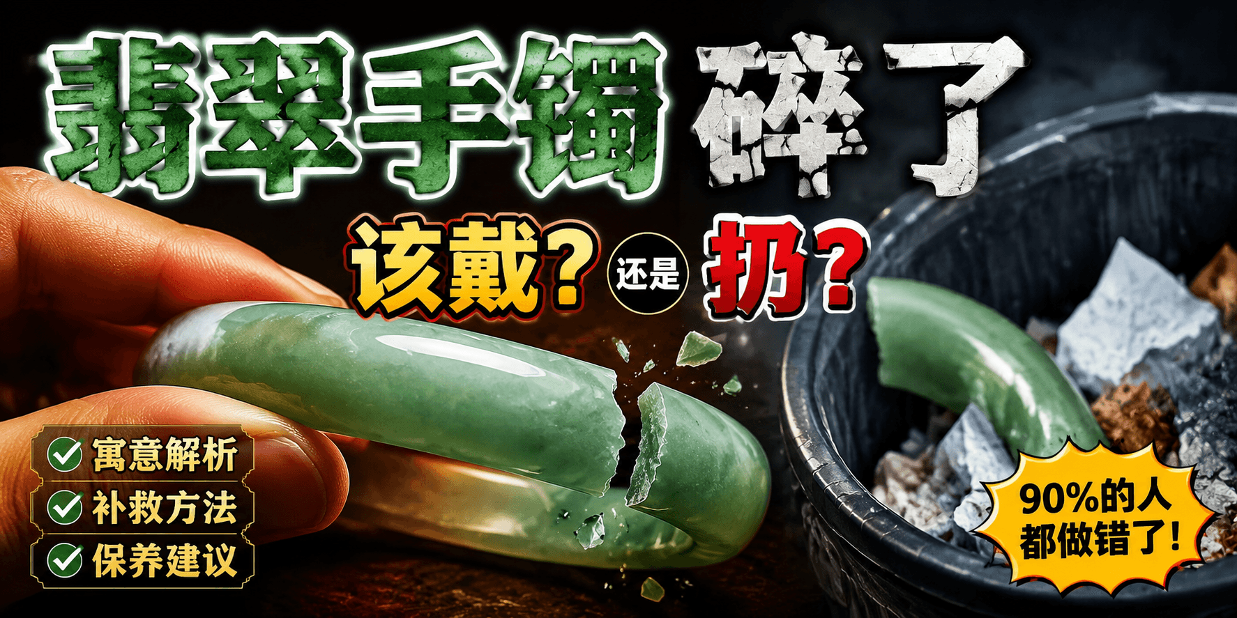 玉碎了是挡灾还是该扔？裂了的玉能不能戴，记住两招