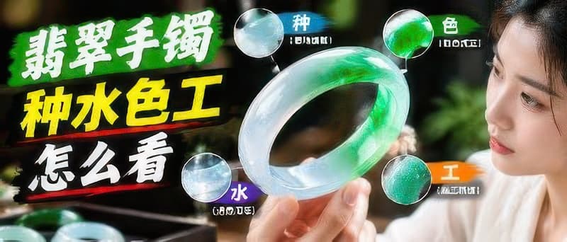 翡翠手镯的"种水色工"怎么看？老玩家说的"起胶起荧"到底是什么感觉